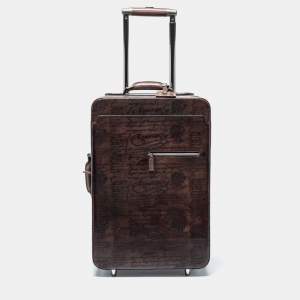 Berluti Caffe Brown Scritto Leather Formula 1004 Rolling Suitcase