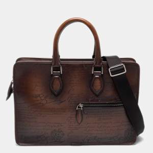 Berluti Cacao Intenso Leather Small Un Jour Scritto Briefcase