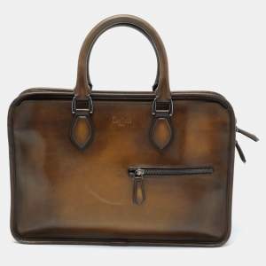 Berluti Brown Venezia Leather Deux Jours Briefcase