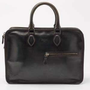 Berluti Dark Green Ombre Leather Un Jour Venezia Briefcase