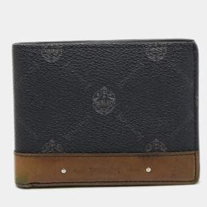 Berluti Dark Grey/Olive Green Coated Canvas and Leather Bifold Wallet