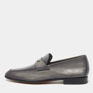 Berluti Grey Leather Lorenzo Scritto Loafers Size 39
