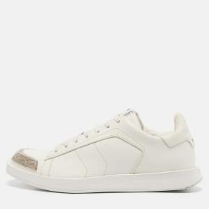 Berluti White Leather Metal Toe Lace Up Sneakers Size 41 