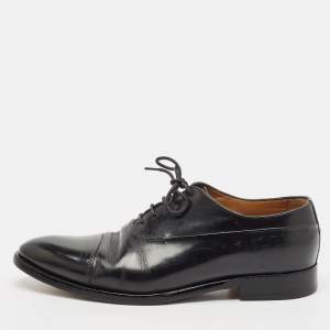 Berluti Black Leather Cap Toe Lace Up Oxfords Size 44