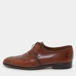Berluti Brown Leather Perforated Lace Up Derby Size 43