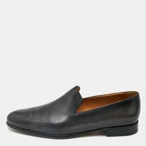 Berluti Black Cursive Galet Scritto Leather Slip On Loafers Size 42