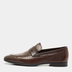 Berluti Brown Leather Lorenzo Penny Loafers Size 42.5