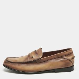 Pre Owned Berluti Brown Leather Penny Loafers Size 44.5
