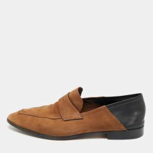 Pre Owned Berluti Brown/Black Leather and Nubuck Leather Penny Loafers Size 42