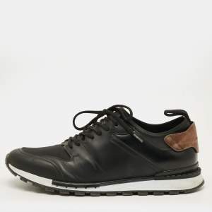 مملوكة مسبقًا Berluti Fast Track Size 44 Black Canvas and Leather Low Top Sneakers