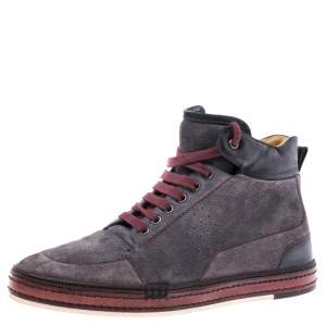 Berluti Grey Suede Leather High Top Sneakers Size 42.5