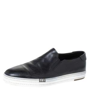 Berluti Black Leather Playtime Palermo Scritto Slip On Sneaker Size 43.5