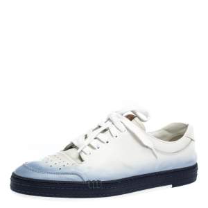 Berluti White/Blue Ombre Leather Playtime Low Top Sneakers Size 43