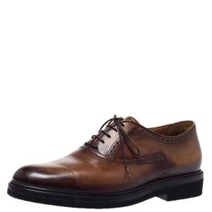 Berluti Brown Leather Lace Up Oxfords Size 42