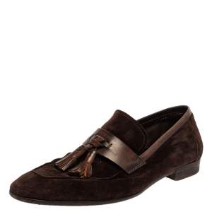Berluti Brown Suede Tassel Loafers Size 42