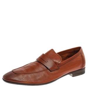 Berluti Brown Leather Lorenzo Loafers Size 42.5