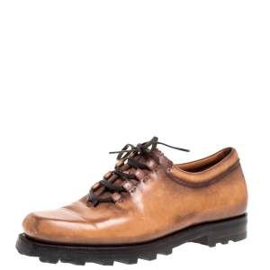 Berluti Brown Leather Lace Up Oxfords Size 41