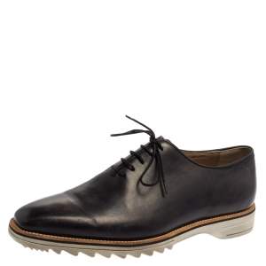 Berluti Grey Leather Lace Up Oxfords Size 41.5