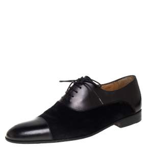 Berluti Black  Suede And Leather Lace Up Oxford Size 44