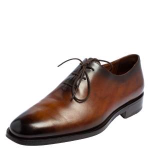 Berluti Brown Leather Alessandro Démesure Lace Up Oxford Size 40