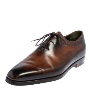 Berluti Brown Leather Lace Up Oxfords Size 42