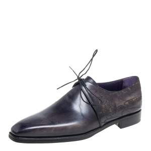 Berluti Dark Grey Leather Lace Up Oxford Size 42