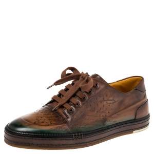 Berluti Brown Ombre Leather Playtime Low Top Sneakers Size 45