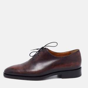 Berluti Burgundy/Black Leather Lorenzo Kangaroo Oxford Size 42