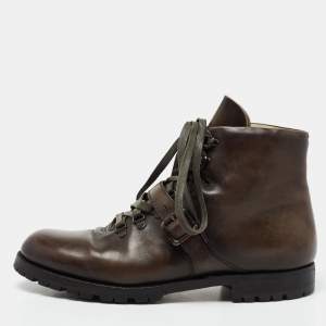 Berluti Brown Leather Brunico Ankle Boots Size 43.5