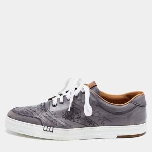 Berluti Grey Leather Playtime Scritto Low Top Sneakers Size 46