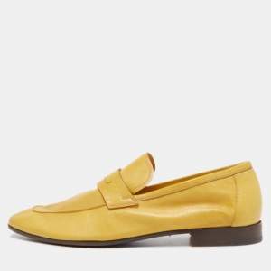 Berluti Yellow Leather Lorenzo Loafers Size 43
