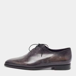 Berluti Grey Leather Lace Up Oxfords Size 43