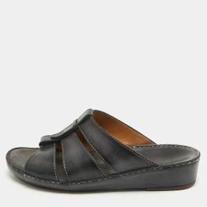 Berluti Grey Leather Slide Sandals 43.5