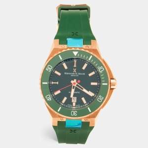 Bernhard H. Mayer Green Ceramic Rose Gold PVD Plated Stainless Steel Rubber Limited Edition PowerMaster BH45T/CW Men's Wristwatch 44 mm