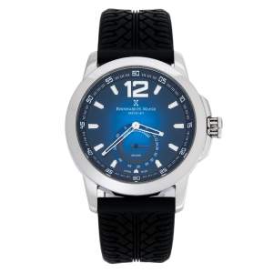 Bernhard H. Mayer Blue Stainless Steel Black Silicon Drift Men's Wristwatch 44 mm