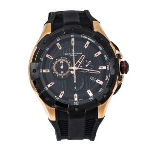 Bernhard H. Mayer Black Rose Gold Plated Steel Victor Chronograph Men's Wristwatch 50 mm