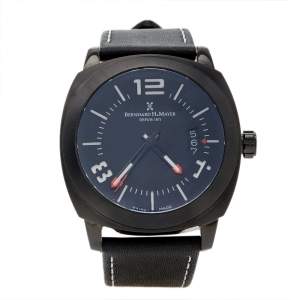 Bernhard H Mayer Black Stainless Steel Leather IL Nero Men's Wristwatch  44 mm