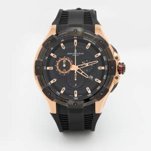 Bernhard H Mayer Black Two Tone Stainless Steel Rubber Victor Chronograph Men's Wristwatch 50 mm