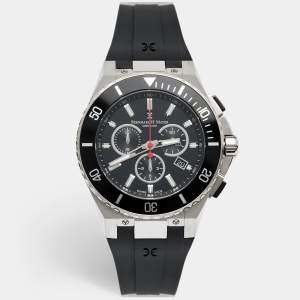 Bernhard H. Mayer Black Stainless Steel Rubber PowerMaster Chronograph BH43T/CW Men's Wristwatch 44 mm