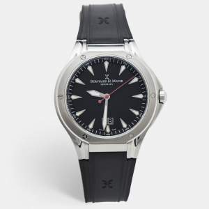 Bernhard H. Mayer Black Stainless Steel Rubber Le Classique BH33P/CW Men's Wristwatch 42 mm