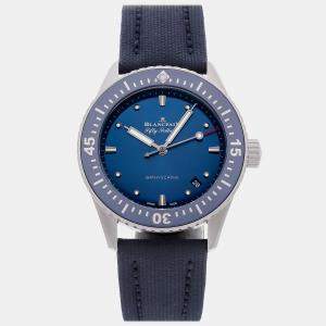 Pre Owned Blancpain Fifty Fathoms 5100-1140-O52A Automatic Blue Stainless Steel Men’s Wristwatch 38 mm