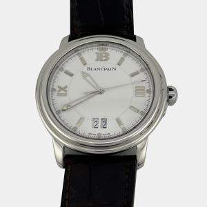 Pre Owned Blancpain Leman Ultra Slim Big Date 2150-1127-53 Automatic White Stainless Steel Men's Wristwatch 38 mm