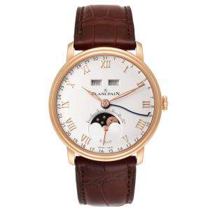Blancpain Silver 18K Rose Gold Villeret Complete Calendar 8 Days 6639 Men's Wristwatch 42 MM