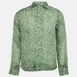 Bode Green Print Rayon Full Sleeve Shirt S/M