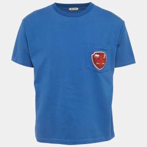 مملوكة مسبقًا Bode Blue Cotton Knit Crest T-Shirt S