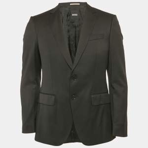 Boss By Hugo Boss Black Wool Gabardine Single Breasted Blazer S