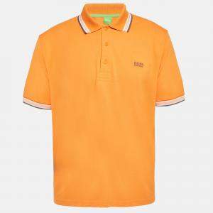 مملوكة مسبقًا Boss By Hugo Boss Green Label Orange Pique Modern Fit Polo T-Shirt XXL