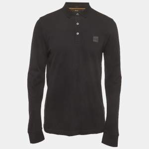 مملوكة مسبقًا Boss By Hugo Boss Black Pique Long Sleeve Passerby T-Shirt L