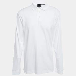 Boss By Hugo Boss White Cotton Long Sleeve Polo T-Shirt XXL