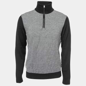 Boss By Hugo Boss Black Textured Wool Knit Ladamo Sweater M